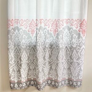 Elegant White and Pink Patterned Shower Curtains